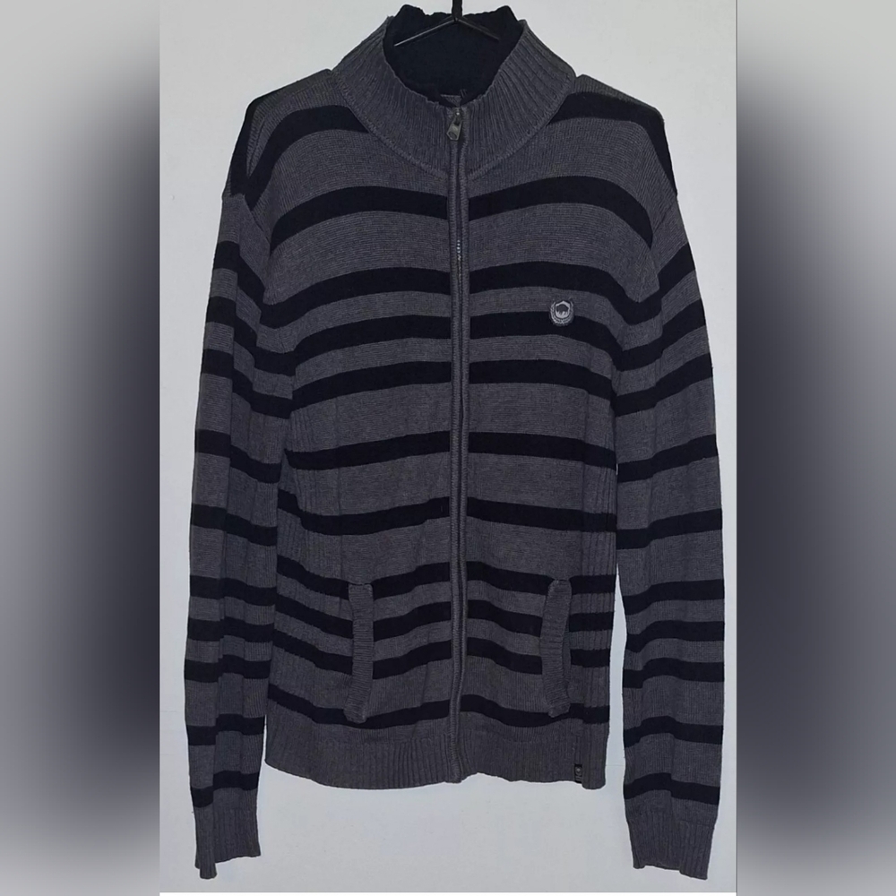 Buffalo by David Bitton ~ Men's Full Zip Collared Sweater | Black & Grey | M: XL